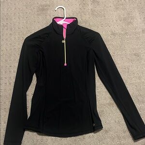 Lilly Pulitzer UPF 50+ Luxletic Justine Pullover - onyx and pink